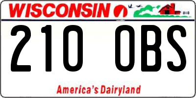 WI license plate 210OBS