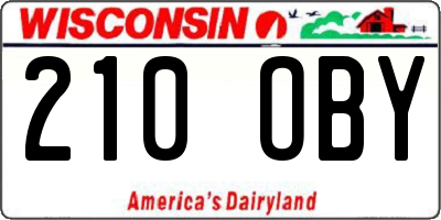 WI license plate 210OBY