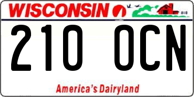 WI license plate 210OCN