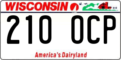 WI license plate 210OCP