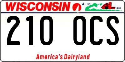 WI license plate 210OCS