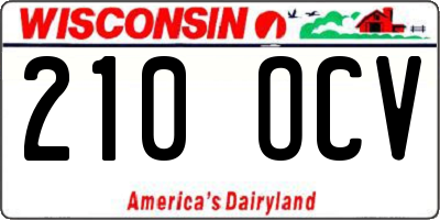 WI license plate 210OCV