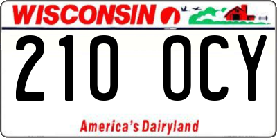 WI license plate 210OCY