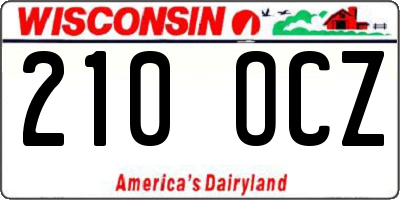 WI license plate 210OCZ