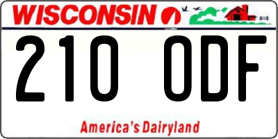 WI license plate 210ODF