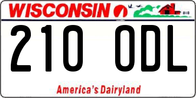 WI license plate 210ODL