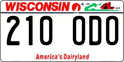 WI license plate 210ODO