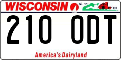 WI license plate 210ODT