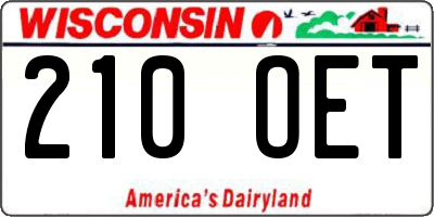 WI license plate 210OET