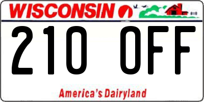 WI license plate 210OFF