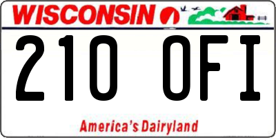 WI license plate 210OFI