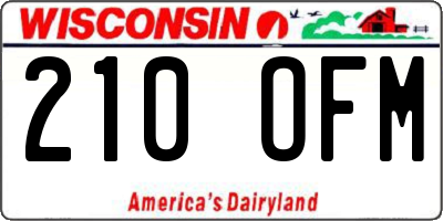 WI license plate 210OFM