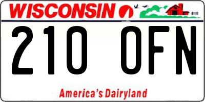 WI license plate 210OFN