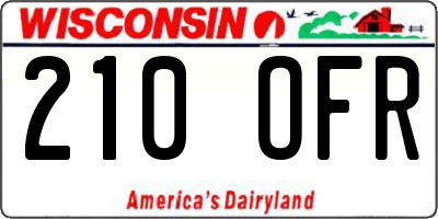 WI license plate 210OFR