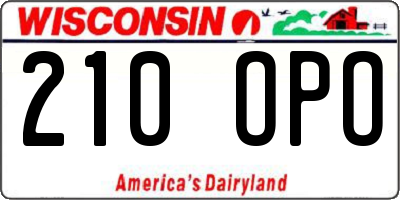 WI license plate 210OPO