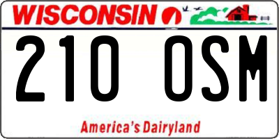 WI license plate 210OSM