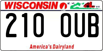 WI license plate 210OUB