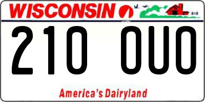 WI license plate 210OUO