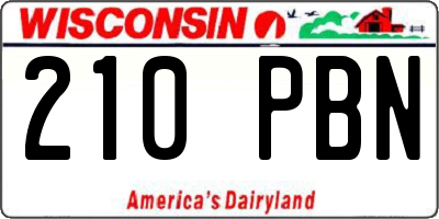 WI license plate 210PBN