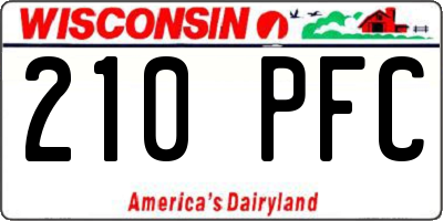 WI license plate 210PFC