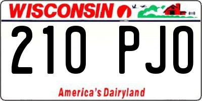 WI license plate 210PJO