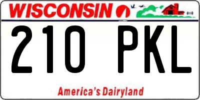 WI license plate 210PKL