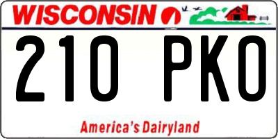 WI license plate 210PKO