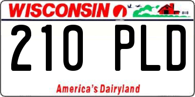 WI license plate 210PLD