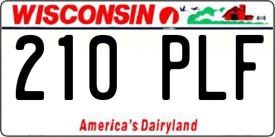 WI license plate 210PLF