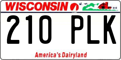 WI license plate 210PLK