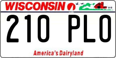 WI license plate 210PLO