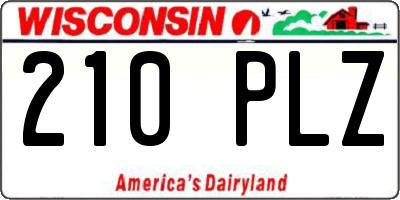WI license plate 210PLZ
