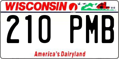 WI license plate 210PMB