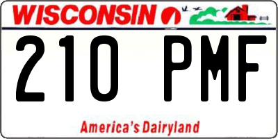 WI license plate 210PMF