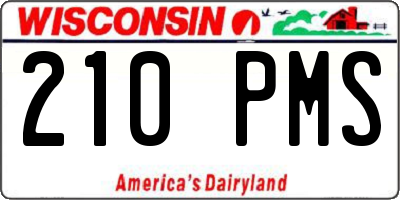WI license plate 210PMS