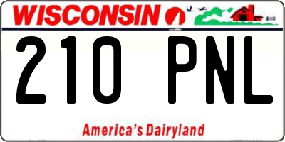 WI license plate 210PNL