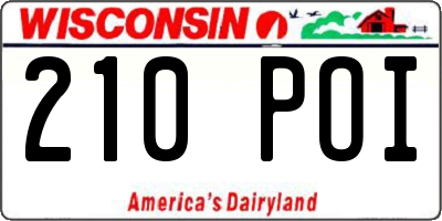 WI license plate 210POI