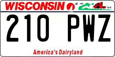 WI license plate 210PWZ