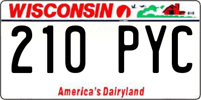 WI license plate 210PYC