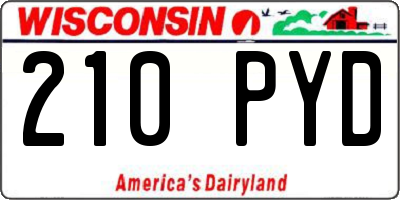 WI license plate 210PYD