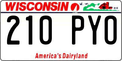 WI license plate 210PYO