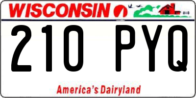 WI license plate 210PYQ