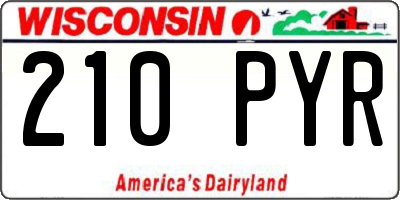 WI license plate 210PYR