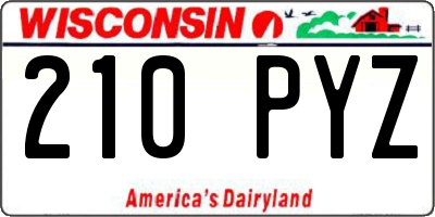WI license plate 210PYZ