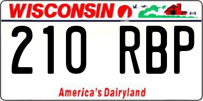 WI license plate 210RBP