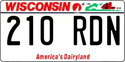 WI license plate 210RDN
