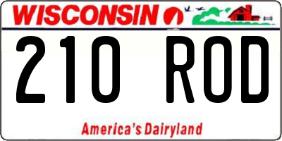 WI license plate 210ROD