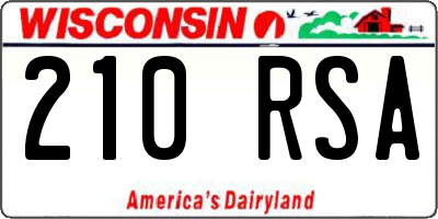 WI license plate 210RSA
