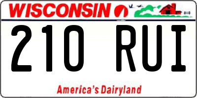 WI license plate 210RUI