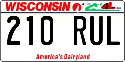 WI license plate 210RUL